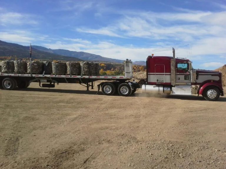 Hansen flatbed on hilly Midwest road