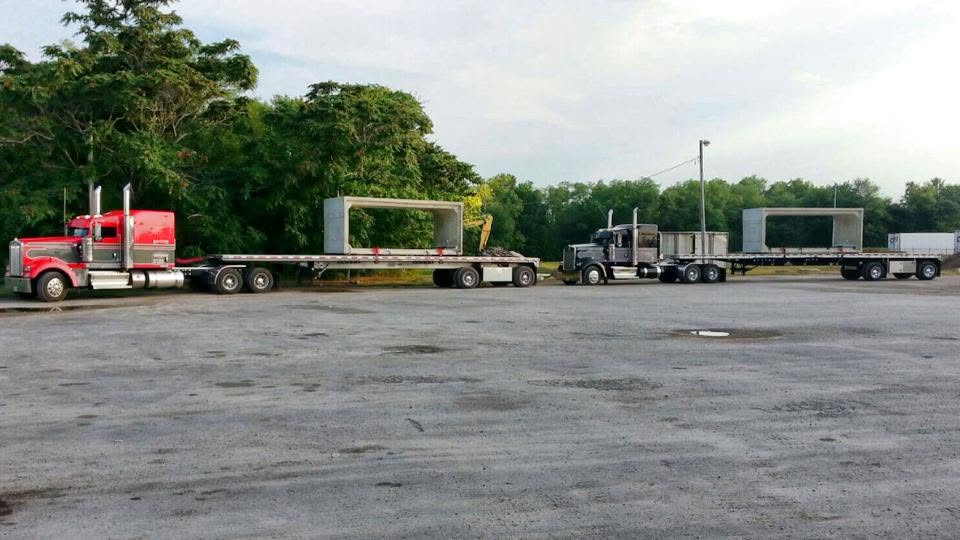 Two Hansen Trucking sleepers on the concrete yard